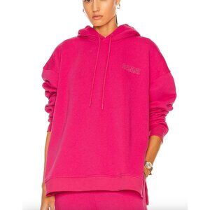 Ganni Software Isoli Logo Sweatshirt Hoodie in Shocking Pink Size S/M